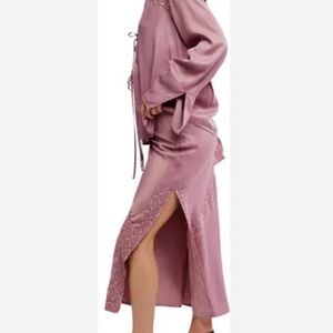 Free People Dusty Rose Satin Skirt Set